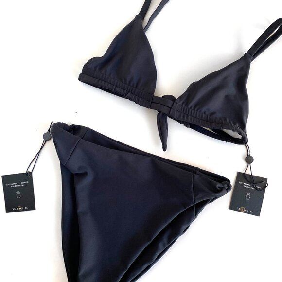 NWT Skatie Swimwear x The Salty Blonde Black 2 pcs Bikini Set Sz S Top/M Bottom - Picture 7 of 7